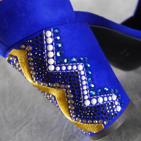 Giuseppe Zanotti LAVINIA Blue Suede Crystal Peep Toe Heels Size 7* US 37 EU S1E1 - Picture 4 of 12